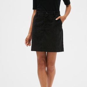 Jet Black High-Waisted Corduroy A-line Skirt